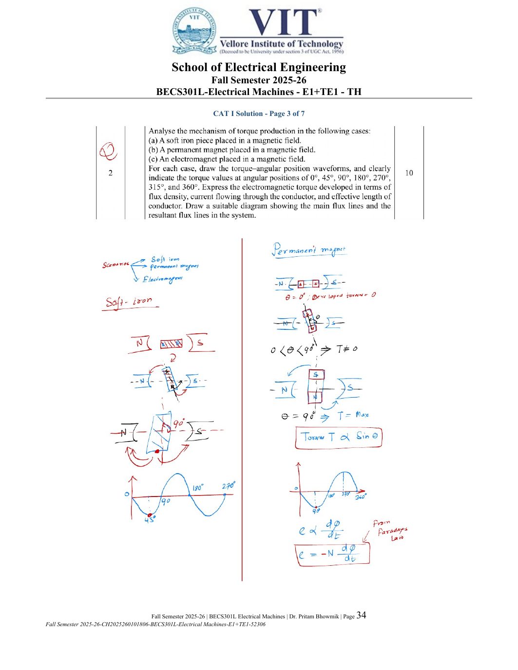 BECS301L Electrical Machines Course File Fall 2025-26 page 34