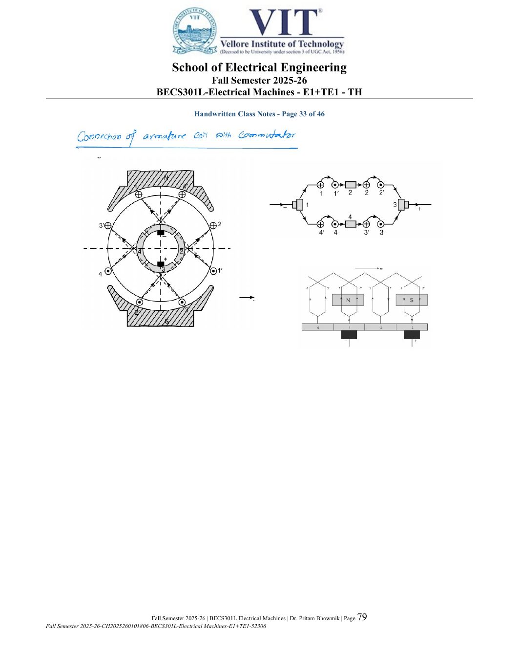 BECS301L Electrical Machines Course File Fall 2025-26 page 79