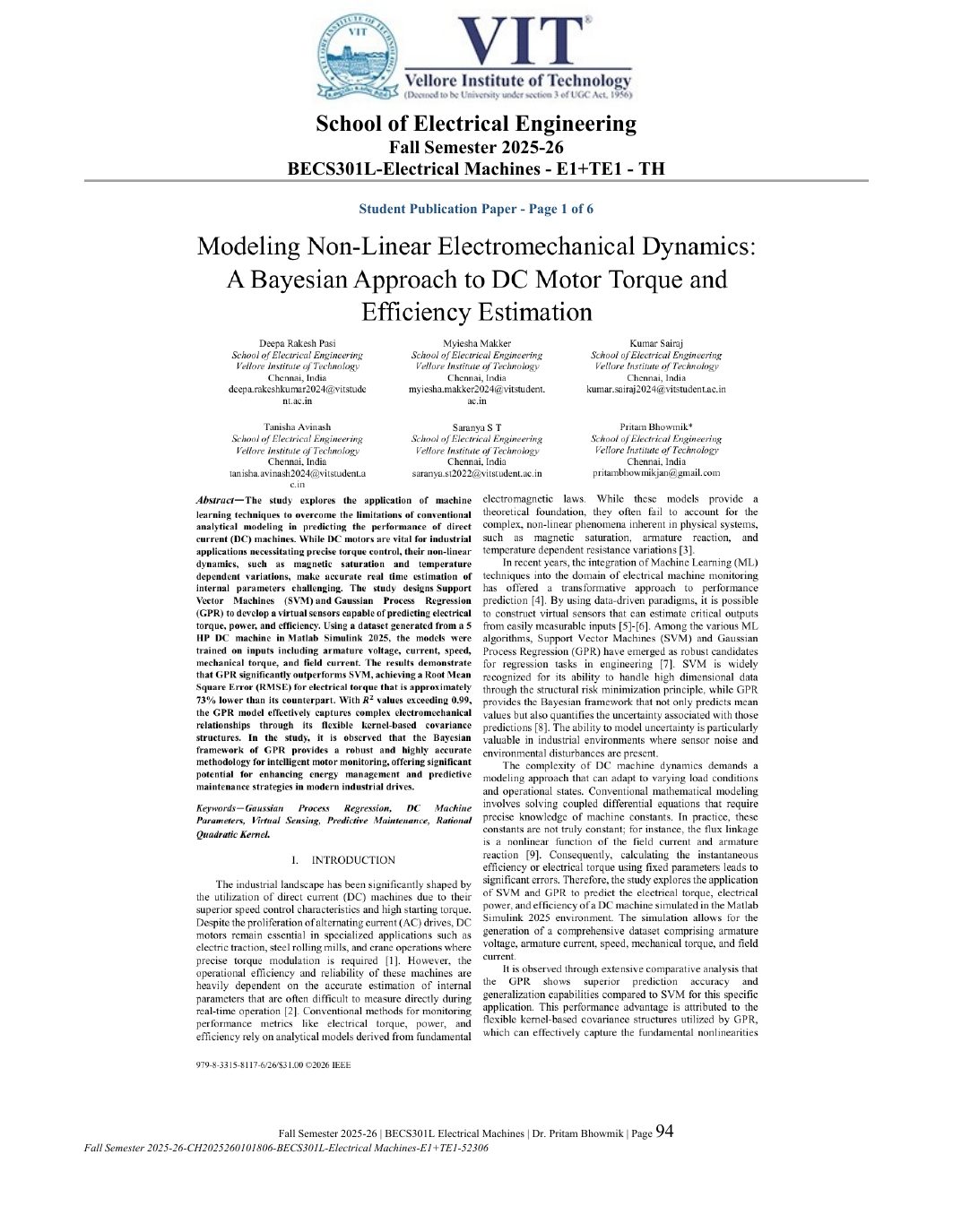BECS301L Electrical Machines Course File Fall 2025-26 page 94