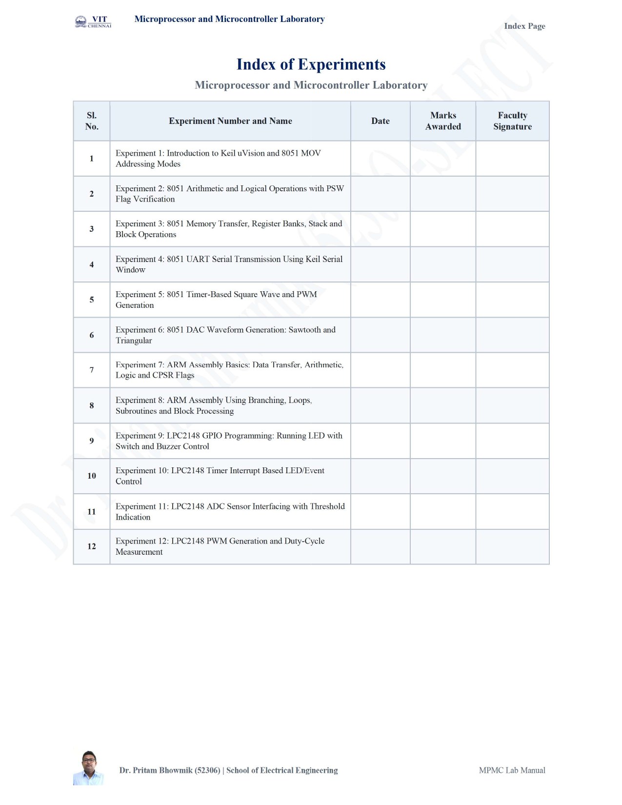MPMC Lab Manual Fall 26-27 page 2