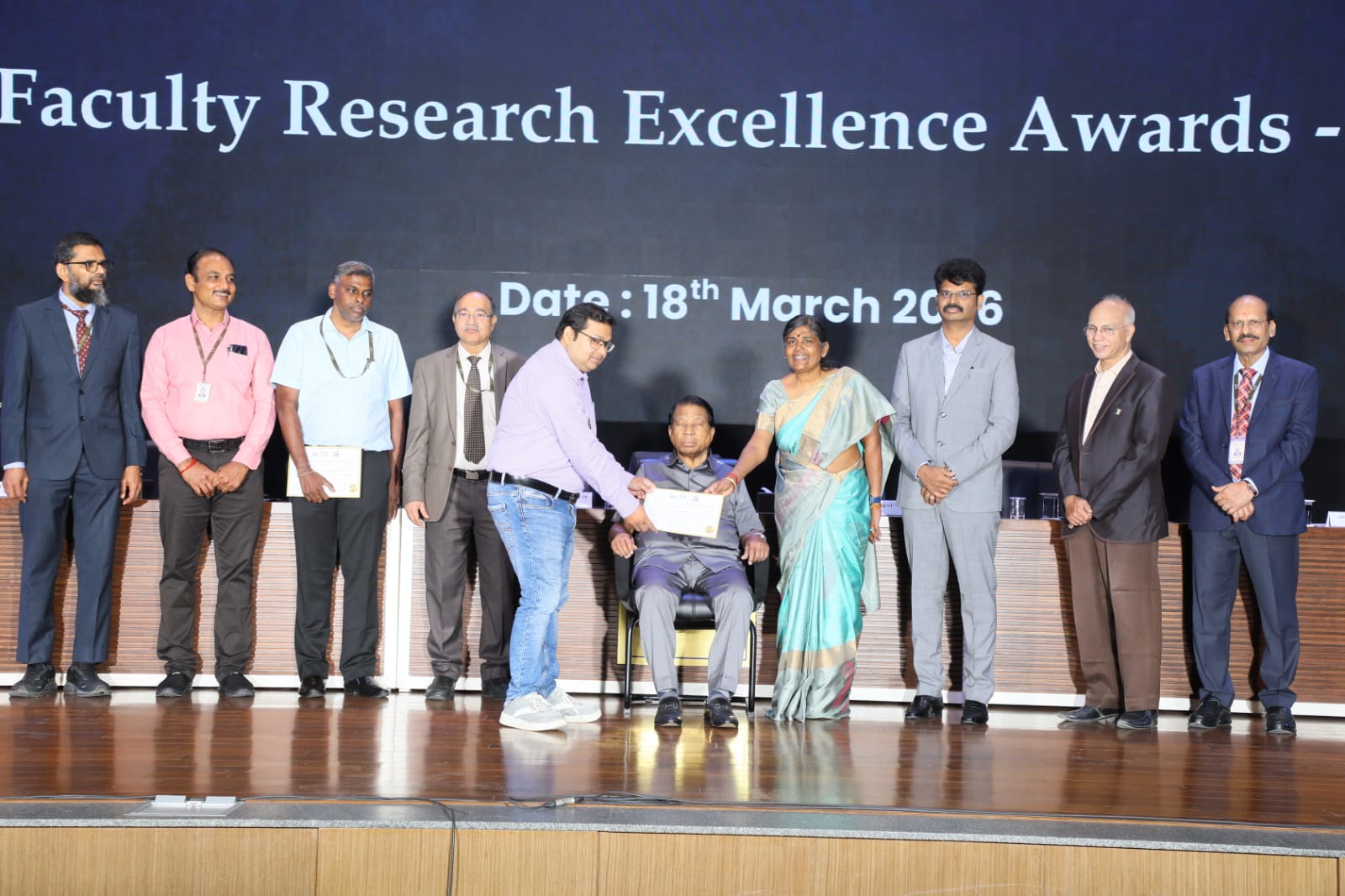 Dr. Pritam Bhowmik receiving a Faculty Research Excellence Award